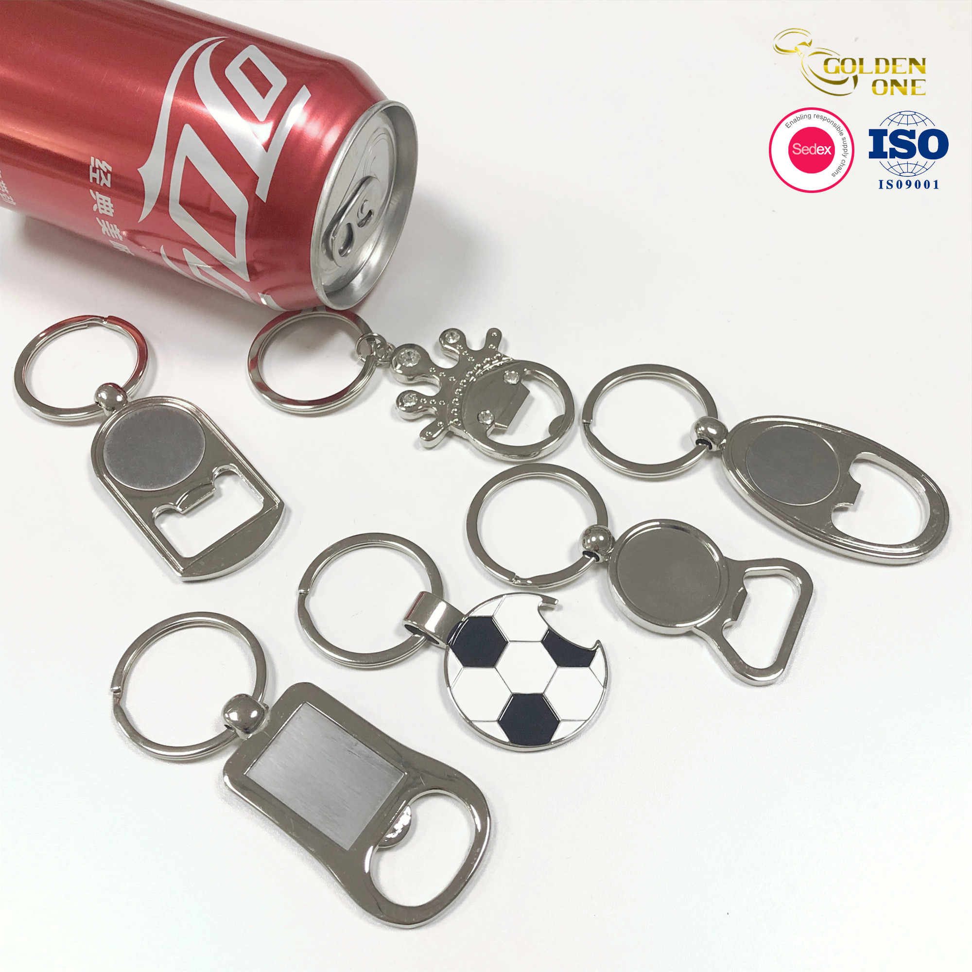 Novelty Metal Blank promotional Sublimation Corkscrew Keyring gifts Compass function bottle opener keychain