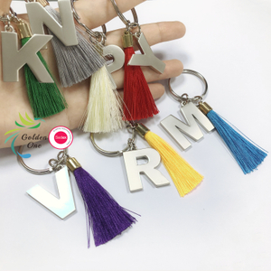Backpack Crystal Alphabet Metal Keychains Gifts For Women Initial Letter Metal Keychain With Color Tassel