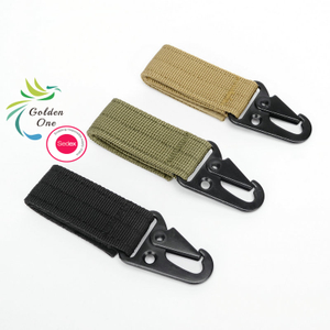 Multi-function Carabiner Olecranon Clasp Key chain Outdoor Nylon Sticked Backpack Tactical Webbing metal Keychain With Hook and Loop