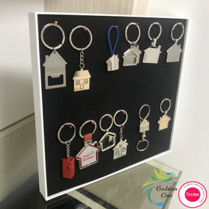 Key Chain House Shaped Pendant Keyring Home Set Spinning Cute Cartoon House Metal keychain with Window