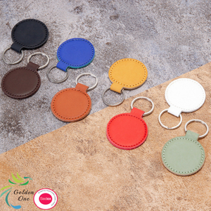 Wholesale Sublimation Luxury Faux Premium Car Strap Personalized PU Leather Custom logo colorful plain metal Keychain With Logo