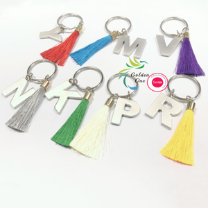 Backpack Crystal Alphabet Metal Keychains Gifts For Women Initial Letter Metal Keychain With Color Tassel