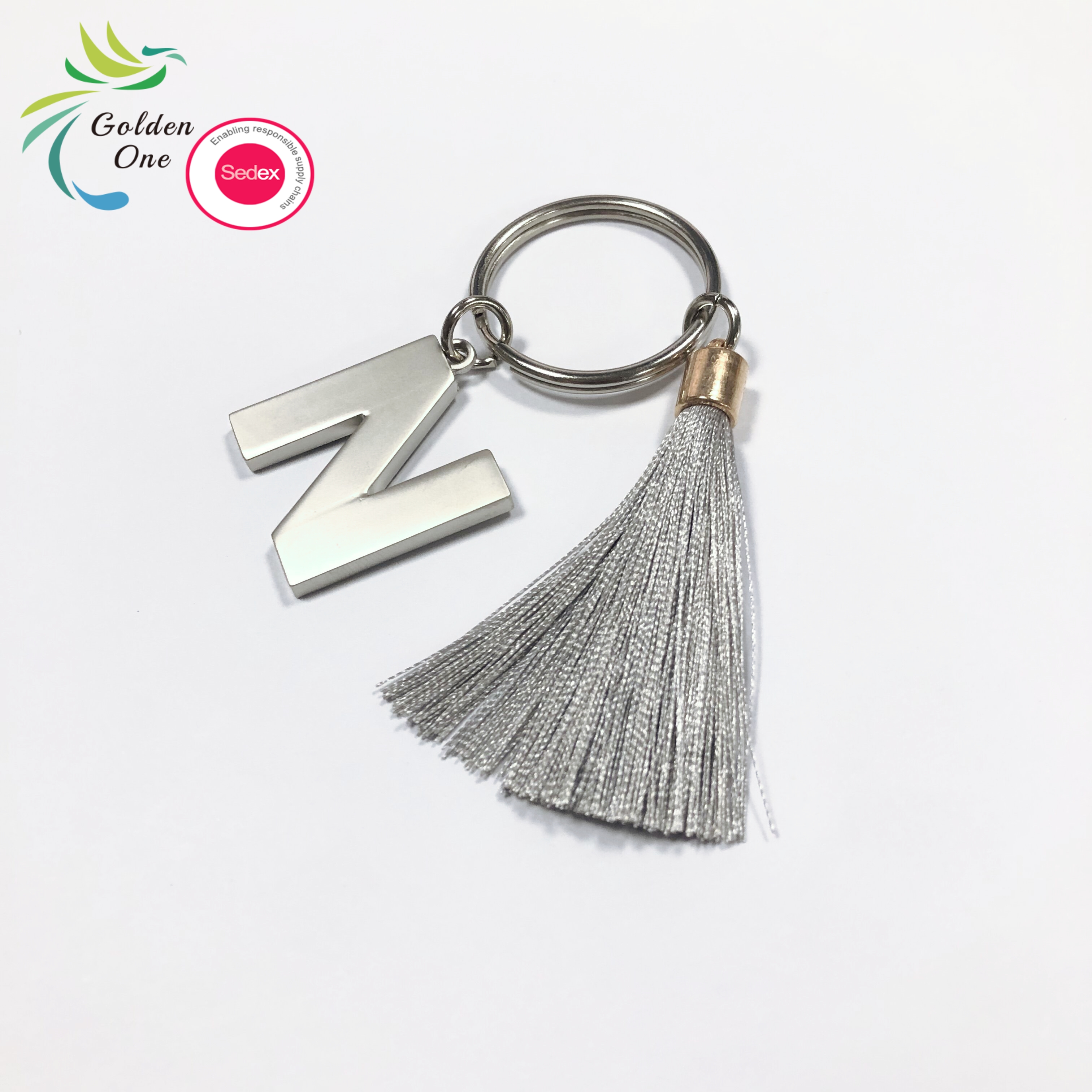 Backpack Crystal Alphabet Metal Keychains Gifts For Women Initial Letter Metal Keychain With Color Tassel
