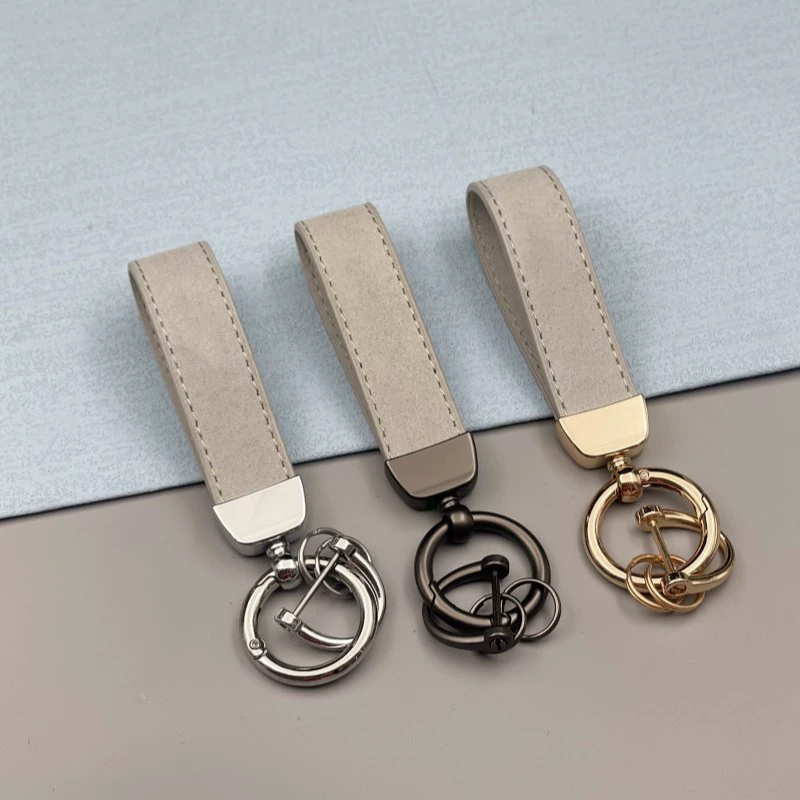 Custom Logo PU Leather Keychain for Car Keys Hot Stamping Luxury Promotional Gift Wholesale Bulk Order