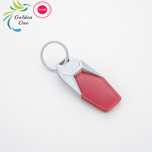 high quality custom leather sublimation logo shape promotional luxury keyholder business gifts red color keychain