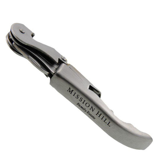 Modern Stainless Steel Wine Corkscrew with Wooden Handle