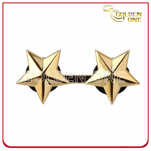 Personalized Design Embossed Two Star Shape Pin Badge