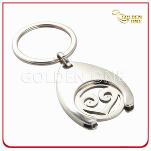 Custom Die Cut Metal Trolley Coin Keychain for Shopping Cart