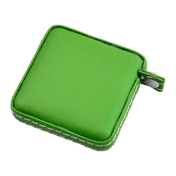 Promotion Gift Retractable PU Leather Square Measure Tape