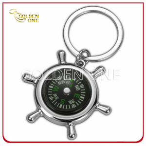 Promotional Gift Steering Wheel Metal Keyring with Compass