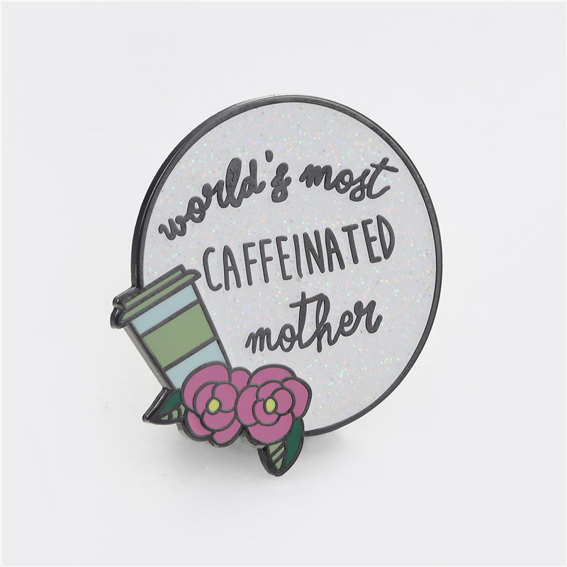 Custom Wholesale Metal Glitter Round Soft Hard Enamel Lapel Pin Name Badge