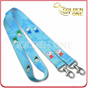 Promotional Gift Sublimation PVC Neck Lanyard with Double Metal Clips