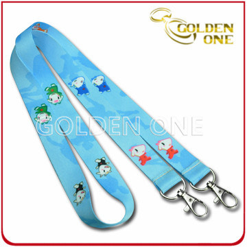 Promotional Gift Sublimation PVC Neck Lanyard with Double Metal Clips