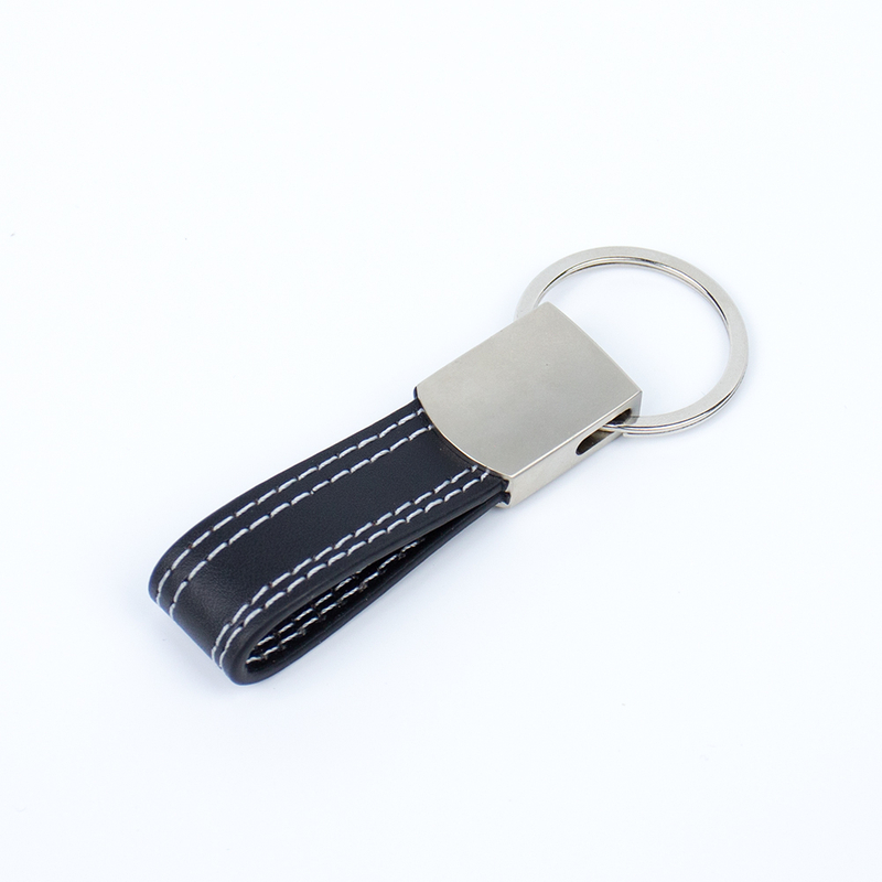 Bulk Order Promotional Keychains Featuring Blank Metal Plates And PU Leather Lanyards, Packaged in OPP Bags, Ideal for Event Giveaways
