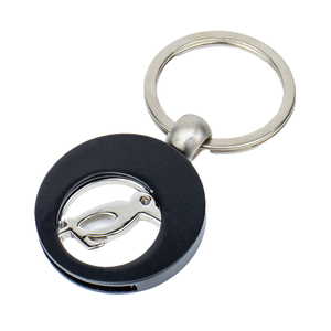 Luxury Paint Baking Logo Euro Keychain with Flat Ring, Elegant Window Box for High-End Gift Presentation