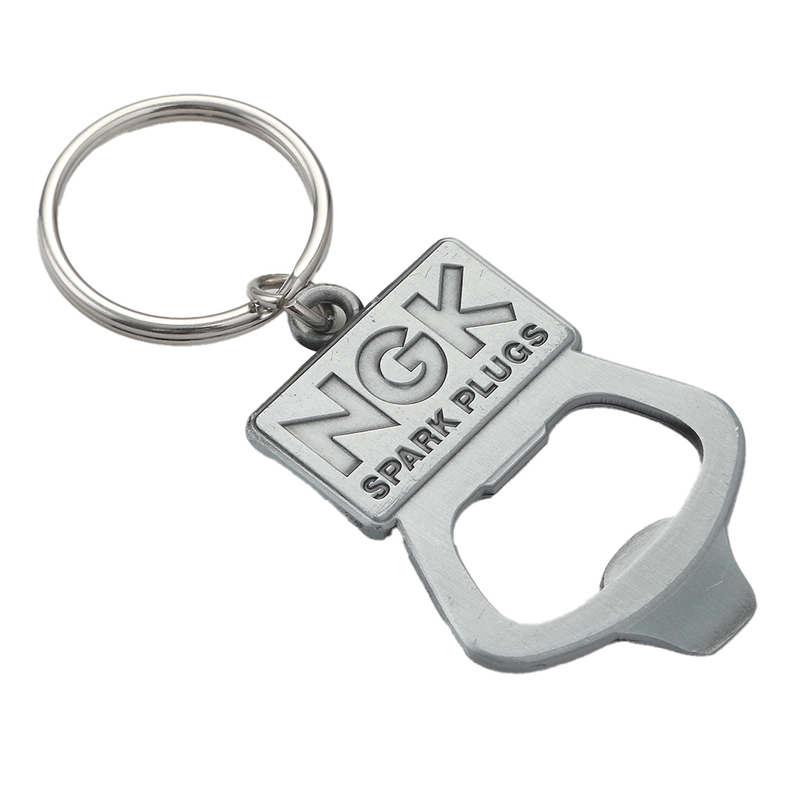Industrial Zinc Alloy Keychain with Bottle Opener Deep-Stamped LUGS & SPARK PLUS Tool Markings, Abrasion-Resistant Matte Finish Key Ring for Mechanic Accessory or Workshop Use