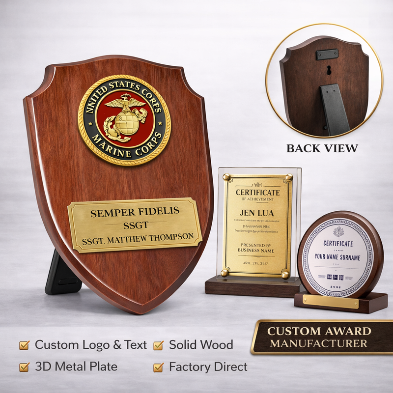 High-Quality Wood and Metal Recognition Plaque with Silver Finish, Custom Engraved Award for Volunteer Appreciation or Community Service