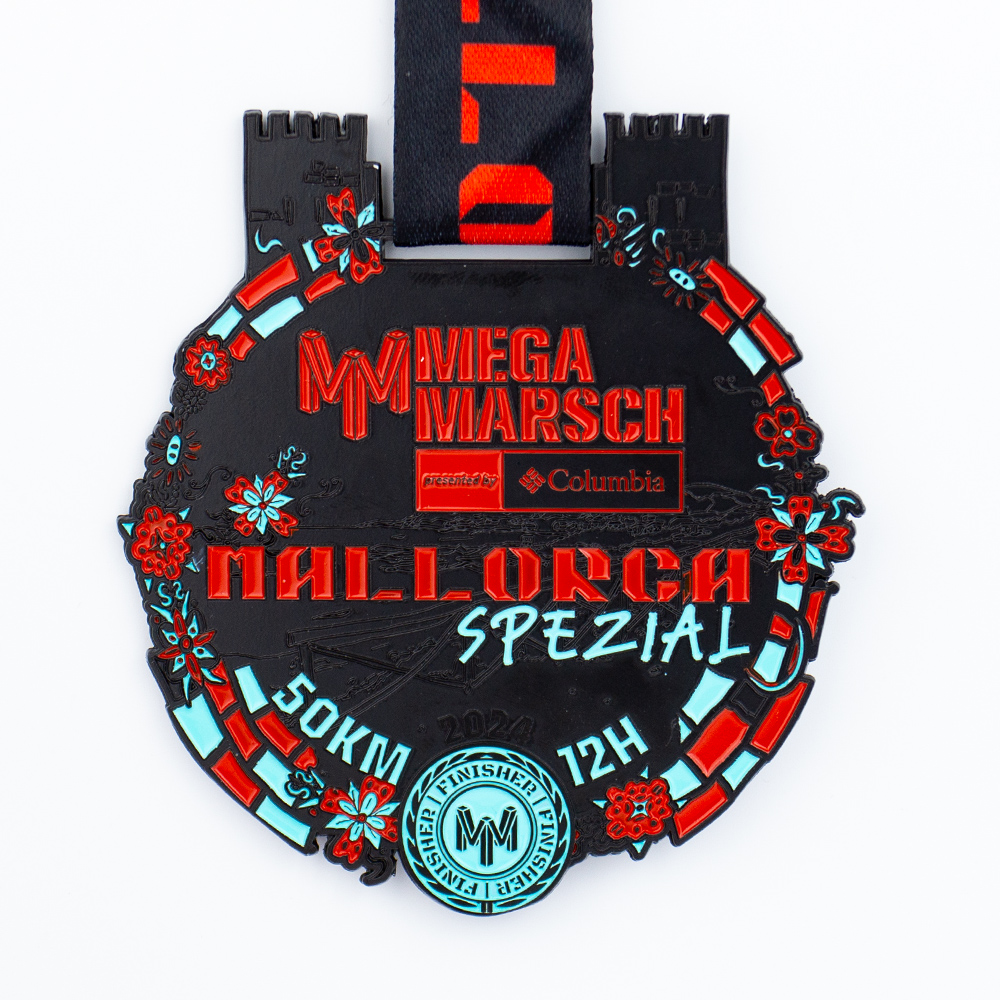 Personalized matte black zinc alloy Sports Championship team logo medal