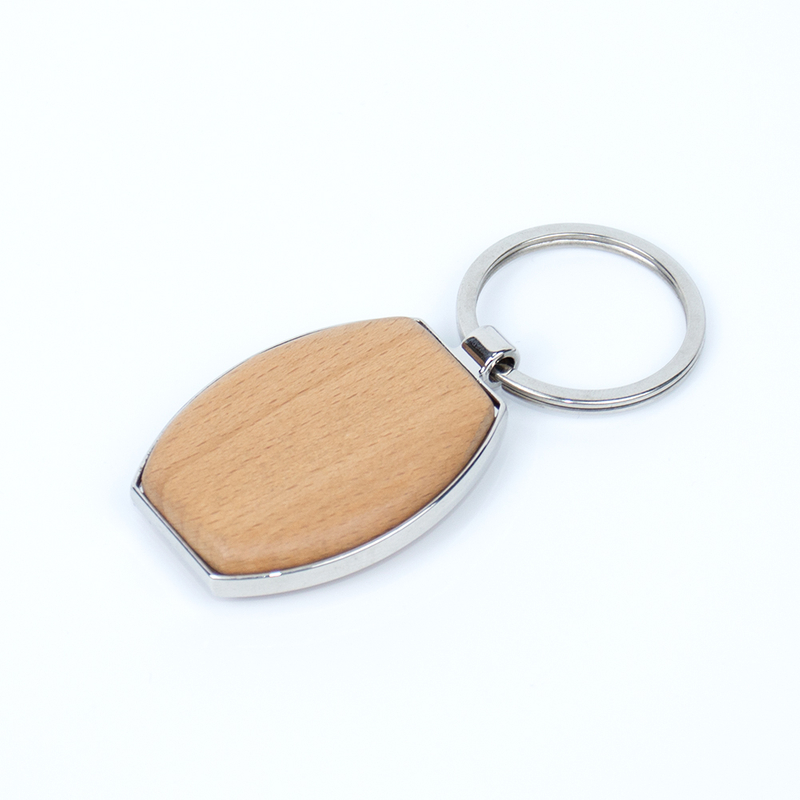 Promotional Custom Personalized Sublimation Circle Shape Laser Blanks Engraved Metal Wooden Key Fob Wood Keychain