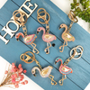 Wholesale Creative Pendant Cartoon Colorful Diamond-encrusted Flamingo Alphabet Smiley Bear Cute Metal Keychain