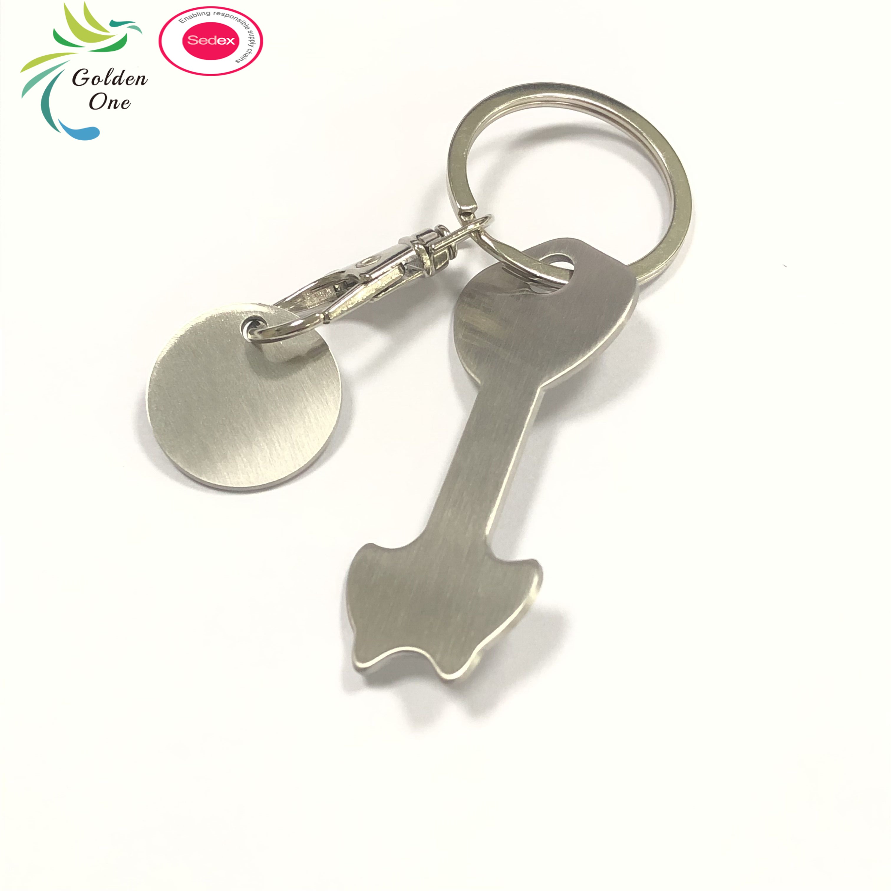 Foreign Supermarket Cart Anti-loss Label Key Plate Hanging Decorations Key Ring Stainless Steel Metal Keychain
