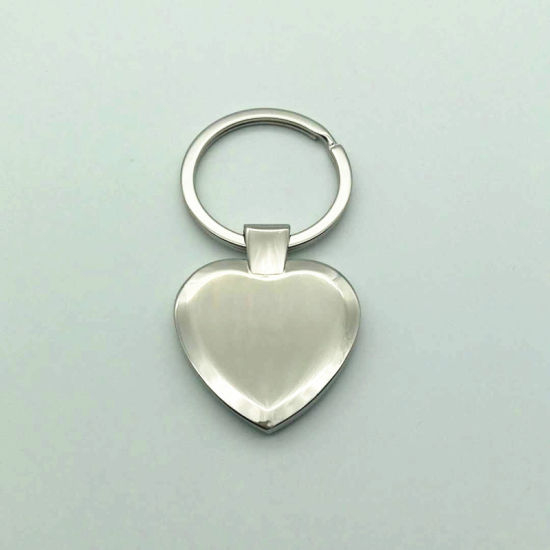 Custom Full Color Printed Epoxy Coated Heart Shape Metal Keychain