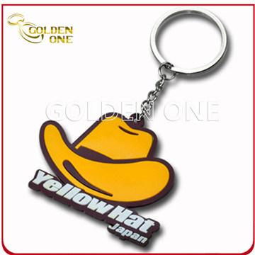 Fshion Yellow Hat Offset Printing Soft PVC Key Ring