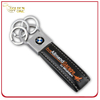 Debossed Printed Logo Chrome Plated Leather Keychain