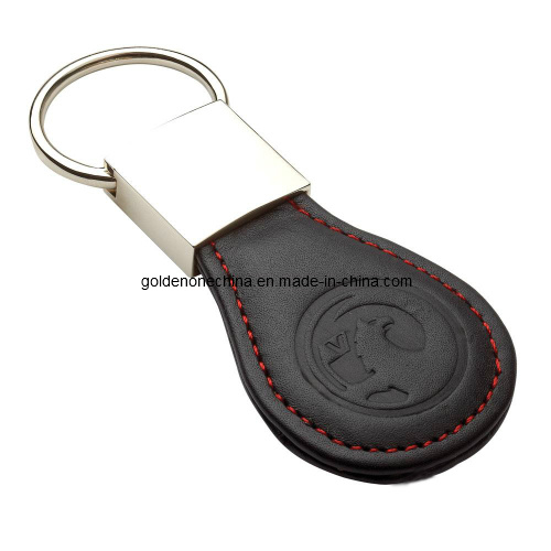 Custom Leopard Shape Deluxe Brushed Metal Leather Keychain