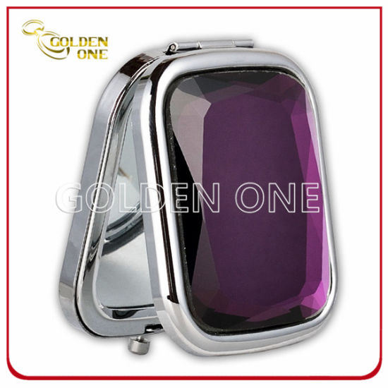 Promotional Gift Shiny Crystal Folding Metal Pocket Mirror