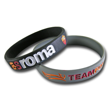 Personalized Colour Mixture Silk Screen Embossed Rubber Wristband