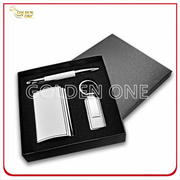 Polished Plating Metal Card Holder and Keychain Gift Set