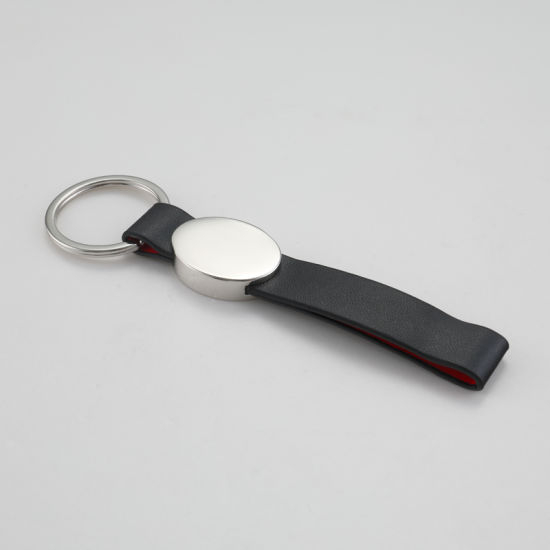 Nickel Plated Steering Wheel Zinc Alloy Key Chain with Compass