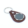 Stainless Steel Plate & Genuine Leather Keychain Combo, Double Stitched Edge for Durable Daily Use