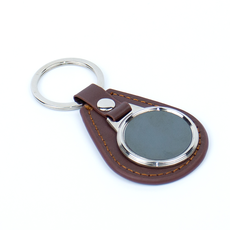 Stainless Steel Plate & Genuine Leather Keychain Combo, Double Stitched Edge for Durable Daily Use