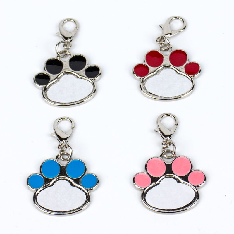 3D Enamel Logo Metal Keyring with Dog Paw Clip, Heat-Transfer Design, Includes Satin Storage Pouch, Ideal for Corporate Brand Promotion Gifts