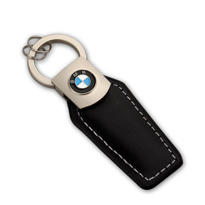 PU Leather Business Keychain with Oil Finished Edge and Custom Zinc Alloy Logo, Corporate Gift for Employees and Promotional Items