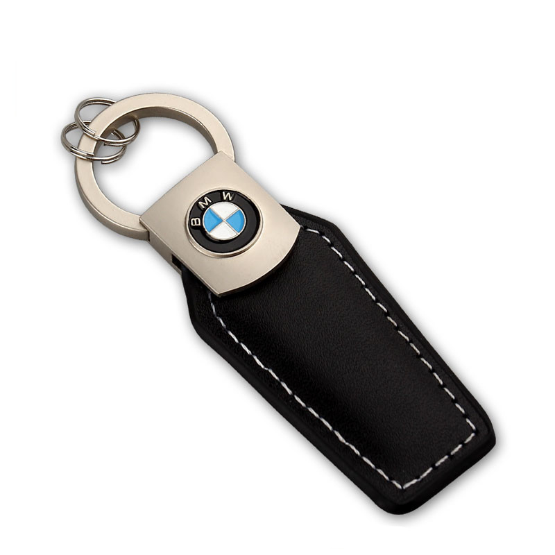PU Leather Business Keychain with Oil Finished Edge and Custom Zinc Alloy Logo, Corporate Gift for Employees and Promotional Items