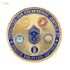 Custom 3D Military Challenge Coins with Gold Plating and Rope Edge, Zinc Alloy Commemorative Coins for Army Navy Police Award, in Velvet Pouch