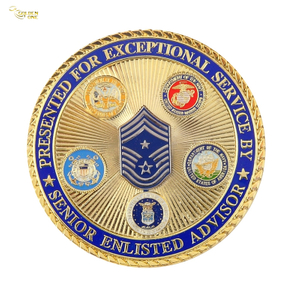 Custom 3D Military Challenge Coins with Gold Plating and Rope Edge, Zinc Alloy Commemorative Coins for Army Navy Police Award, in Velvet Pouch