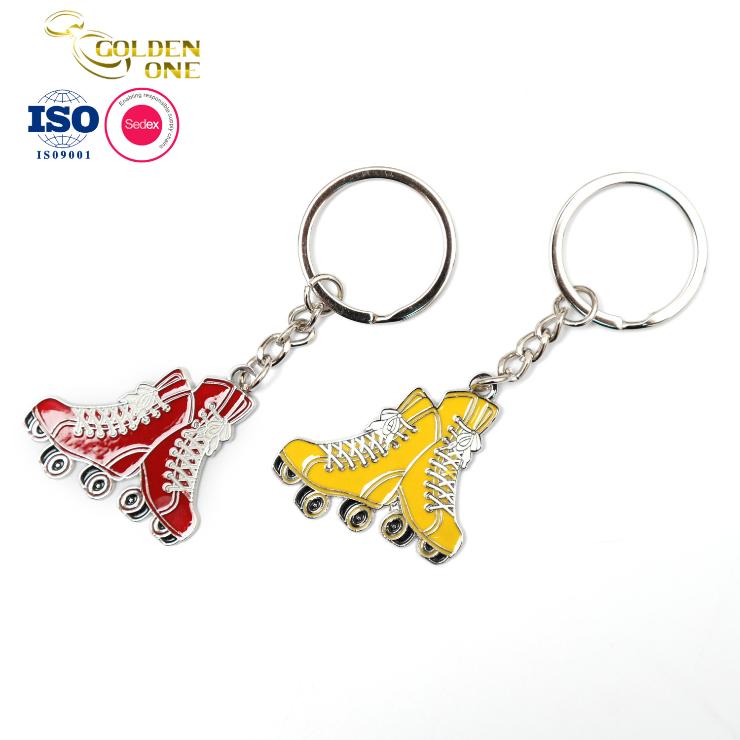 Football Design Nickel Plated Spinning Key Chain Soccer Shape custom metal keychain