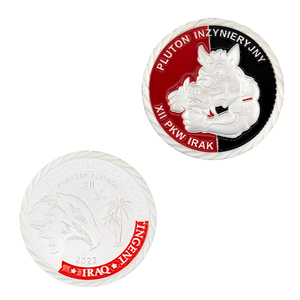 Polish Combat Engineer XII PKW Iraq Deployment Challenge Coin with Silk-Screened Glow-in-Dark Elements, Multinational Peacekeeping Commemorative for Contingent Reunions and Mission History Display