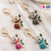 Cute Lucky 12 Zodiac Mouse Key Chain Crystal Enamel Handbag Mice Keyring Charm Rat Cat Animal Jewelry Gift Custom Metal Keychain