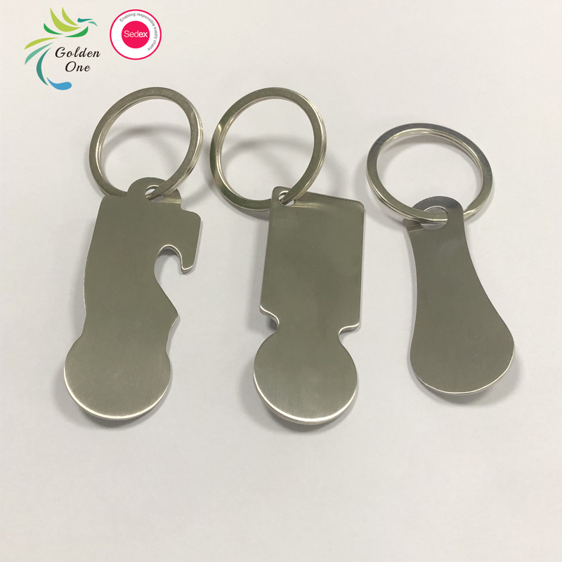 Portable Stainless Steel Key Ring Shopping Trolley Tokens Keyrings Decorations Grocery Shopping Trolleys Cart Metal Keychain