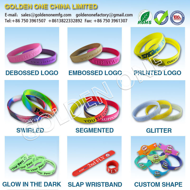 Assorted Colors Personalized Screen Printing Silicone Slap Wrap Wristband