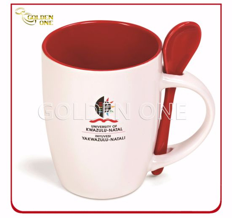 Promotion Heat Tranfer Printed Porcelain Mug with Spoon