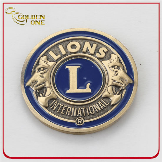 Custom Antique Silver Soft Enamel Metal Challenge Coin with Bottle Opener