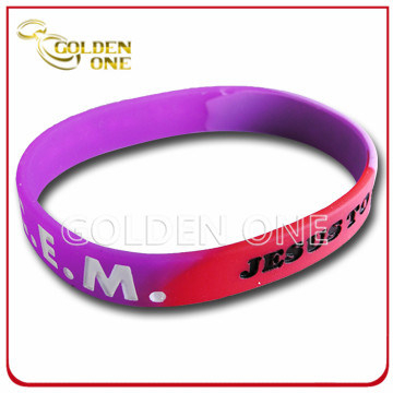 Fashion Custom Segmented Concave Logo Silicon Bracelet