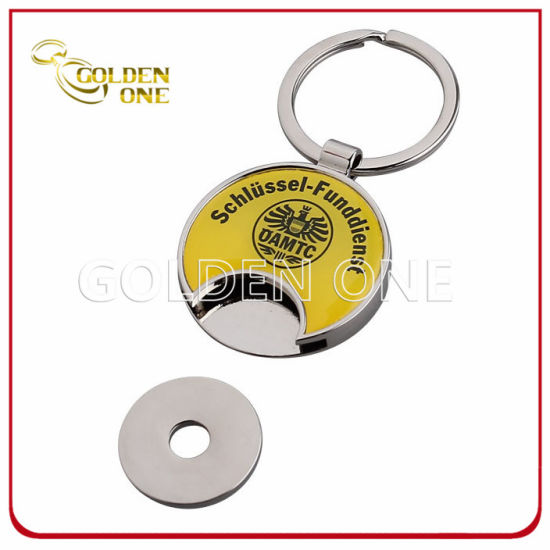 Custom Fine Polished Metal Shopping Trolley Coin Keychain
