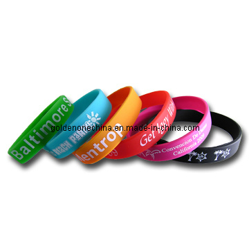 Personalized Colour Mixture Silk Screen Embossed Rubber Wristband